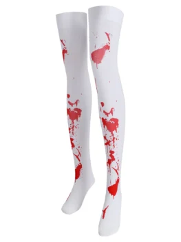 Plus Size Halloween Blood Print Over The Knee Socks